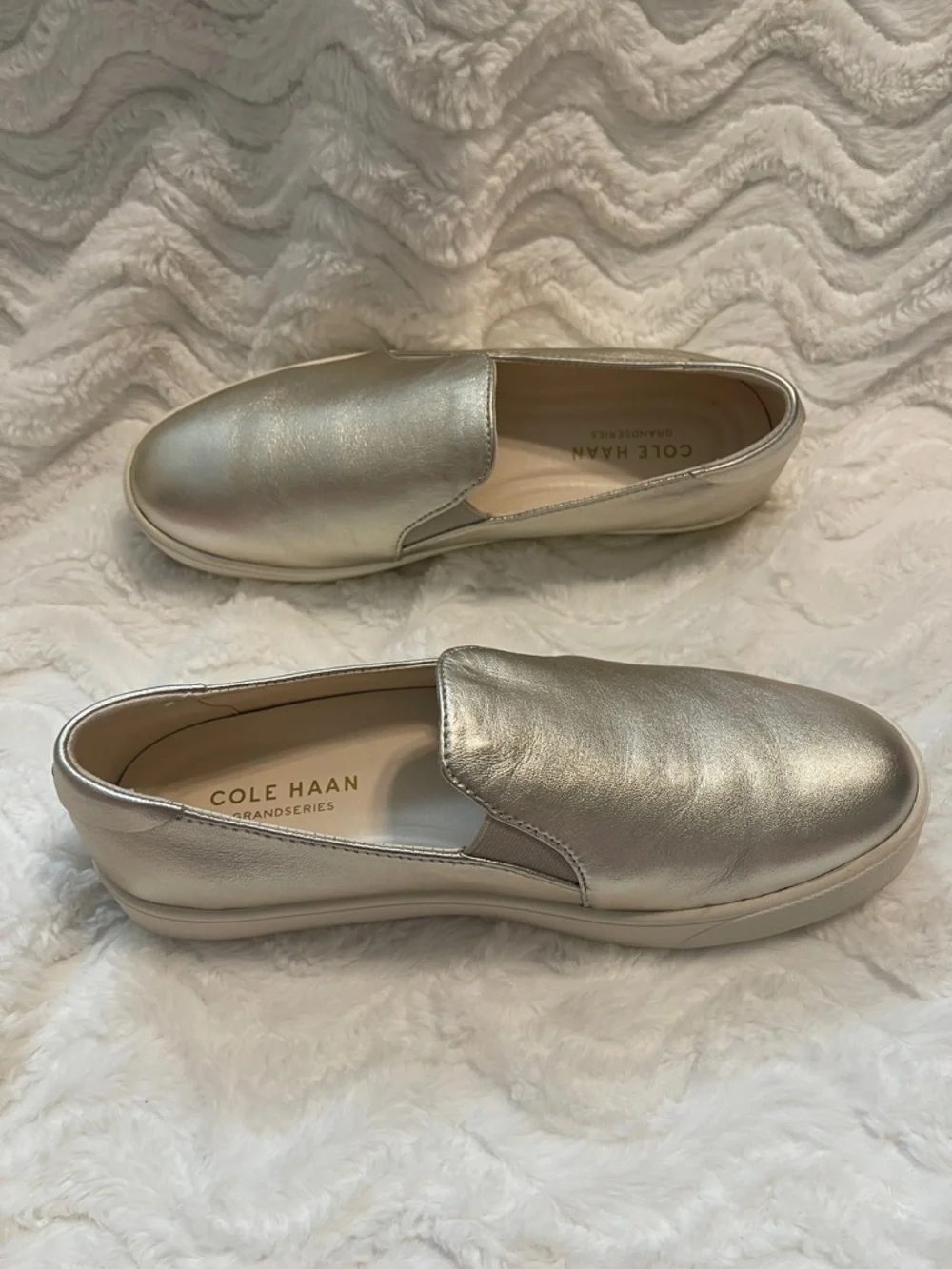 Cole Haan Gold Leather Slip-On Sneakers - Picture 8 of 16